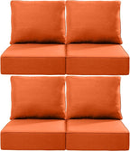 Luxury 22x24/22x25 6-Inch Outdoor Chair Cushions Set of 4 - Heavy Duty Water-Resistant Comfortable Cushion for Patio Furniture Set Dining Gliding Rocking Chairs Loveseat L-Shape Sofa - Orange