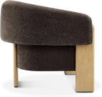 CHERS Mid-Century Modern Accent Chair, Upholstered Vintage Living Room Chairs with Wood Legs, Luxury Velvet Fabric Green Accent Chair Comfy Lounge Armchair for Reading Nook, Bedroom, Office (Espresso)