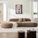 135.4" Oversized Curved Sofa, Modern Minimalist Comfy Sectional Couch, Upholsted Boucle Luxury Sofas Chaise, 6 Seater Modular Couches for Living Room Home Office Apartment (Left Facing,Camel)