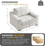 ELUCHANG 47" Oversized Accent Chair, Linen Fabric Modern Lounge Chair with Deep Seat, Washable Cover, Comfy Upholstered Large Sofa Armchair Reading Chair for Living Room, Bedroom, Office, Ivory