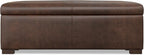 SIMPLIHOME Gabbie 48 inch Wide Contemporary Rectangle Rectangular Storage Ottoman in Distressed Chestnut Brown Vegan Faux Leather, Assembled, For the Living Room, Entryway and Family Room
