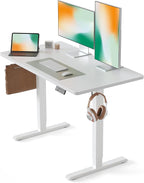 CubiCubi 40 x 24 Inches Electric Standing Desk, Height Adjustable Sit to Stand Desk, Home Office Table with Splice Board, White