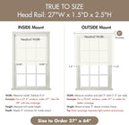 Madison Park Kyler Cordless Roman Shades - Single Panel, Lightweight Linen Blend Fabric, Natural Design, Easy Installation, Light Filtering Window Blind, Bedroom, Living Room Decor 27"W x 64"L Ivory