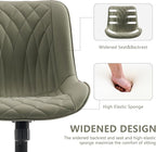 YOUNIKE Olive Green Comfy Home Office Desk Chair Small Vanity Chair with Wheels Swivel Adjustable Modern Task Chair with High Back Armless Cute Faux Leather Upholstered Rolling Sewing Chair Compact