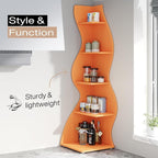 Tribesigns Corner Shelf, Modern 5-Tier Wall Corner Bookshelf, Stylish Corner Small Bookcase Storage Rack Plant Stand with Unique Shape for Living Room, Home Office (Orange, 1PC)