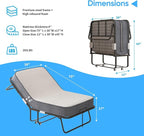 Mjkone Folding Bed with Mattress for Adults, Rollaway Bed with Mattress, Space Saving Fold Up Bed with Lockable Wheel, Sturdy Foldable Frame and Memory Foam for Bedroom/Guest (75" x 38")