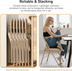 8 Pack Khaki Folding Chairs with Padded Cushion for Outside, Portable Stackable Commercial Metal Foldable Chairs with Steel Frame for Home Events Office Wedding Party, 350lbs Capacity