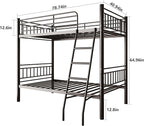 Metal Bunk Bed Twin Over Twin，Loft Bed with Removable Ladder and Full-Length Guardrail，Twin Bunk Beds Frame Heavy Duty Metal Slat Support for Adults, Kids and Young Teens (Black)