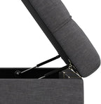 SIMPLIHOME Mariah 34 inch Wide Contemporary Rectangle Coffee Table Storage Ottoman in Slate Grey Polyester Linen, Assembled, For the Living Room, Entryway and Family Room