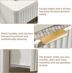 LEYAOYAO 31" Wide Fluted Nightstand with Charging Station, Oversized Extra Large 1 Drawer Night Stand with Golden Handle, White Wood Bedside Table Tall End Tables,for Bedroom, Living Room, Hallway