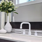 WOWOW 3 Hole Bathroom Faucet White Bathroom Sink Faucet 2 Handle Vanity Tap Lavatory Elegant Basin Mixer Tap with Drain
