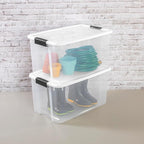 Sterilite 8 Pack Ultra Latching Box, Storage Bins with Lids, Clear Plastic, 70 Quart - Heavy-Duty Organizing Containers for Closet, Bathroom, and Office