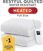 Sunbeam Restful Quilted Water Resistant Heated Mattress Pad - Full White