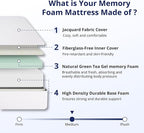 Twin Mattress 8 Inch Green Tea Memory Foam Mattress for Cool Sleep & Pressure Relief, Medium Feel Support, Fiberglass Free, Bed in a Box, Removable Washable Cover, CertiPUR-US Certified