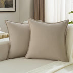 FUTEI Oatmeal Chenille Throw Pillow Covers 18x18 Inch Set of 2,Edges Double-Stitched Cushion Cases,Modern Home Decor for Couch Living Room