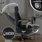 Kinnls Magnus Massage Office Chair with Ventilation and Heating,Leather Power Recliner Chair with Footrest,Big and Tall Ergonomic Comfy Home Office Desk Chairs High Back 500lbs (Black)