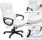 Furmax Home Desk Chair Office Executive Chair High Back Adjustable Managerial,Swivel Computer PU Leather Chair with Lumbar Support (White)