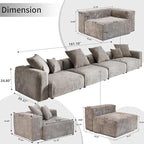 WJShome Modular Sectional Sofa Couch,181.1inch Oversized 4 Seater Couch, Upholstered with Corduroy Fabric Couches with 6 Pillows,Cushion Covers Removable& Washable