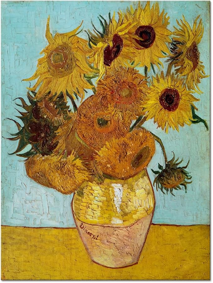 Wieco Art Sunflower by Vincent Van Gogh Oil Paintings Reproduction Modern Floral Giclee Canvas Prints Artwork Flowers Pictures on Canvas Wall Art for Home and office Decorations