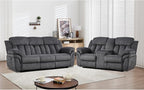 CANMOV Recliner Sofa Set, Manual Recliner Loveseat and 3-Seat Sofa with Overstuffed Armrest for Living Room,Bedroom Furniture,Office,2+3 Seat Grey