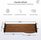 Wood Computer Desk with Keyboard Tray - 48x27 Solid Wood Desk, Live Edge Walnut Desk, Sturdy Metal Legs - Scratch and Stain Resistant Finish - Premium Quality