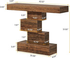 Tribesigns 42.5" Farmhouse Console Table, Narrow Wood Sofa Table Behind Couch with Geometric Base, Industrial Entryway Accent Table for Living Room, Hallway, Entrance (Rustic Brown)
