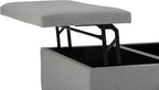 SIMPLIHOME Ellis 36 inch Wide Contemporary Square Coffee Table Storage Ottoman in Dove Grey Linen Look Fabric, Assembled, For the Living Room and Bedroom