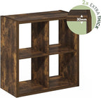 Furinno Cubicle Book Shelf, 4-Cube Bookself, Thick Frame Bookcase with Reversible Open Back, 14.6 x 30 x 30, for Living Room, Bedroom, Home Office, Amber Pine
