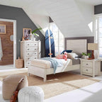Grain Wood Furniture Montauk Solid Wood Bed, Twin Size, Rustic Off-White