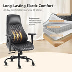 YFO Home Office Desk Chair High Back Office Rubber Chair Casters Ergonomic Computer Chair with Lumbar Support Adjustable Height Rolling Swivel Chair Executive Task Armrests, Black PU
