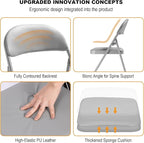 4 Pack Gray Folding Chairs with Padded Cushion for Outside, Portable Stackable Commercial Metal Foldable Chairs with Steel Frame for Home Events Office Wedding Party, 350lbs Capacity