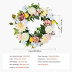VEVOR Spring Wreath for Front Door 24 Inch - Large Artificial Flower Wreath with Hydrangea & Peony, Year-Round All Season Outdoor Indoor Door Decor