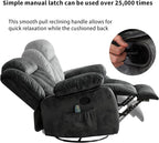CANMOV Massage Swivel Rocker Recliner Chair with Heat and Vibration, 360 Degree Swivel Manual Recliners Antiskid Fabric Single Sofa Heavy Duty Reclining Chair for Living Room, Grey Green