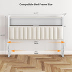 VINGLI King Size Headboard Only, Adjustable Upholstered Headboard with 2 Tier Shelves and Pegboard with Charging Stations and LED Lights, Modern Bed Headboard with Storage for Bedroom Decor