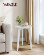 VASAGLE MAEZO Collection - Small Side Table, Round End Table, Nightstand with Tapered Legs, Curved Transitions, for Small Spaces, Living Room, Bedroom, Cloud White ULET237WB01S
