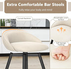 COSTWAY Bar Stools Set of 4, 25" Upholstered Counter Height 360° Swivel Bar Stools w/Backrest & Footrest, Heavy-Duty Metal Frame Armless Breakfast Chairs for Kitchen, Living Room (Set of 4,Beige)