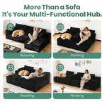 107" Boneless Couches for Living Room, Modular Cloud Sectional Couches L Shaped Sofa with Oversized Chaise Comfy Corduroy Home Sofa (Black, Left Facing Chaise)