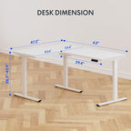 FLEXISPOT L Shaped Standing Desk, 63 x 47 Inch Electric Height Adjustable Corner Desk, Sit Stand Computer Workstation, Preset Controller, Home Office, White Frame with White Top, White Drawer