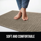 GORILLA GRIP Front Door Mat, 35x23, Indoor Outdoor Ultra Absorbent HydroAbsorb Doormat, Absorbs Up to 5.7 Cups of Water, Stain and Fade Resistant, Rubber Backing Doormats, Captures Dirt, Beige