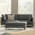 SIMPLIHOME Ava Sofa and Ottoman in 100% Recycled Polyester Performance Fabric, Pebble Grey, 90-inch-Wide 3-Seater Couch and Matching 36-inch-Wide Table Ottoman for Living Room, 2-Piece Set