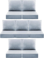 Luxury 6" Outdoor Cushions for Patio Furniture, 24x24x6" Thick Seat Cushion Set of 7, Fade Resistant Couch Chair Replacement Cushions High Density Wicker Chair Cushion w/ Removable Cover Baby Blue