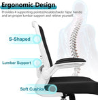 FelixKing Office Chair, Ergonomic Desk Chair Breathable Mesh Chairs Adjustable High Back Lumbar Support Flip-up Armrests, Executive Rolling Swivel Comfy Computer Chairs Home Office White