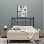 Victorian Metal Headboards, Adjustable Height Iron Frame, Rustic Farmhouse Style, Elegant and Durable Design, Easy Assembly, Universal Fit for Kids & Adults, Queen Size, Black Finish