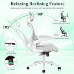 SUNNOW Ergonomic Office Chair, Comfy Mesh Desk Chair, High Back Computer Gaming Chairs with Adjustable Lumbar Support, Flip-Up Arms, Headrest, Tilt Function, Wide Cushion, Swivel Wheel, BIFMA Quality