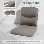 7-Piece Outdoor Patio Cushion Set - Fade & Water Resistant with Removable Olefin Cover, 22x24x4 Inch Memory Foam Cushions for Wicker Sectional Sof - Grey/Crescent