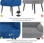 Velvet Accent Chair, Upholstered Modern Leisure Single Sofa Side Living Room Chair, Comfy Tufted Back Armchair with Metal Legs for Waiting Room/Bedroom/Office/Reading Room, Blue
