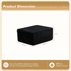 37.1" Ottoman for Couch, Plush Corduroy Memory Foam Ottoman Cloud Boneless Sectional Couch for Living Room Foot Stools No Assembly Require, Plush Corduroy,Black