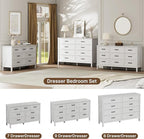 LYNSOM Farmhouse 7 Drawers Dresser for Bedroom, Wood Rustic Wide Chest of Drawers with Deep Drawers, Metal Handle, Storage Dressers Organizer for Hallway