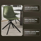 LeisureMod Markley Swivel Leather Dining Side Chair with Durable Iron Legs – Comfortable Accent Chair for Kitchen, Dining Room, or Office Set of 4