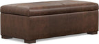SIMPLIHOME Gabbie 48 inch Wide Contemporary Rectangle Rectangular Storage Ottoman in Distressed Chestnut Brown Vegan Faux Leather, Assembled, For the Living Room, Entryway and Family Room